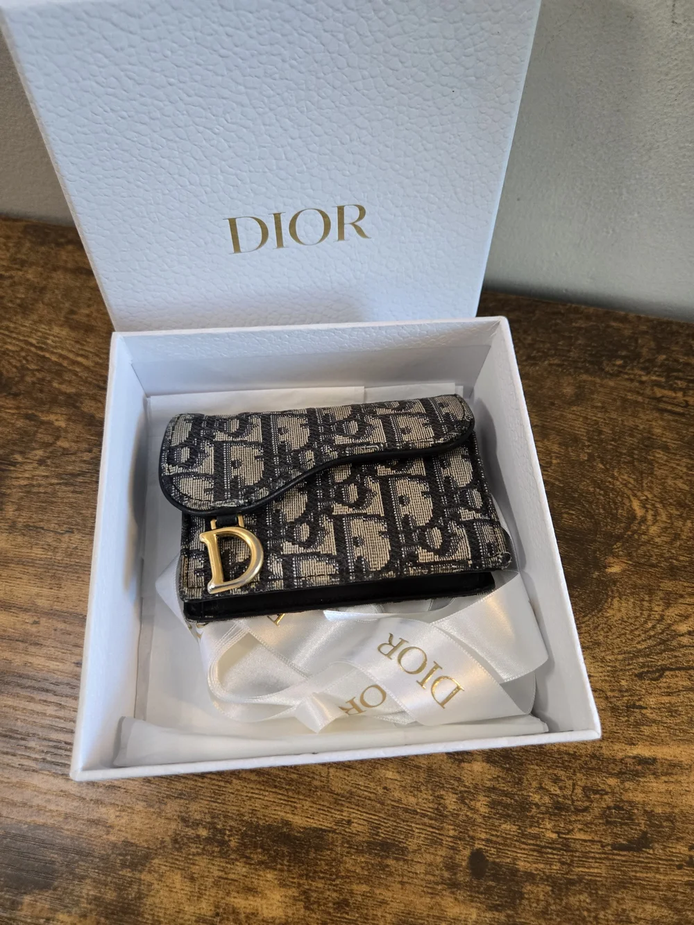 Christian Dior Monogram Canvas Mini Wallet - Black & Beige